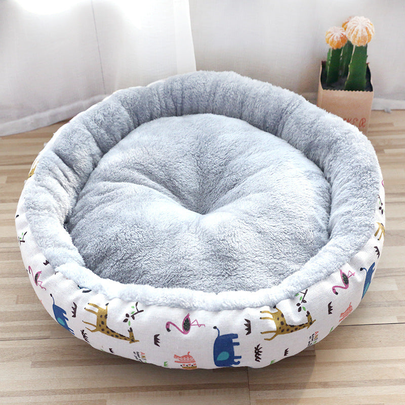 Cozy Padded Pet Bed – Round Cotton Litter Mat for Cats and Dogs