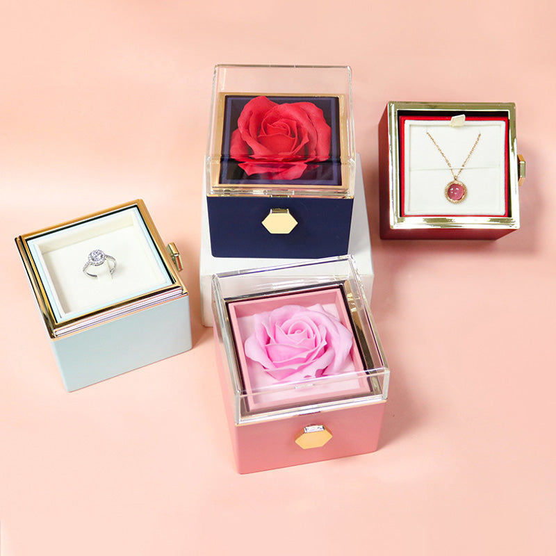 Rotating Rose Soap Flower Gift Box – Creative Jewelry & Valentine’s Day Gift for Women