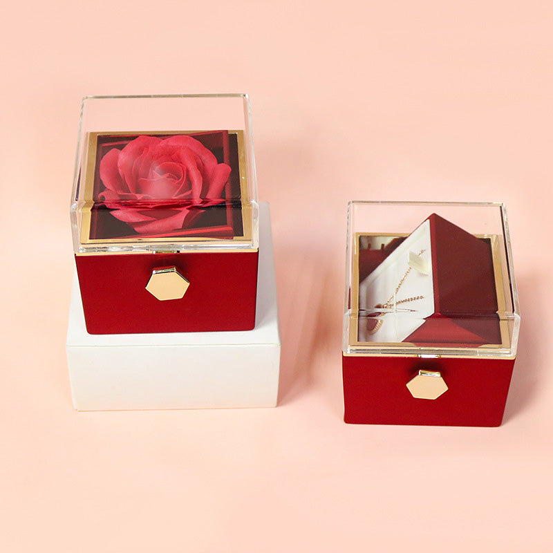 Rotating Rose Soap Flower Gift Box – Creative Jewelry & Valentine’s Day Gift for Women