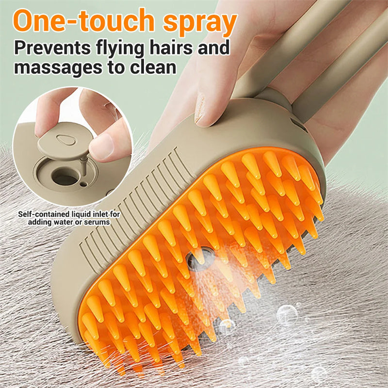 3-in-1 Electric Steam Brush for Cats & Dogs – Pet Grooming, Hair Removal & Massage Comb