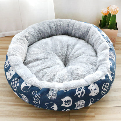 Cozy Padded Pet Bed – Round Cotton Litter Mat for Cats and Dogs