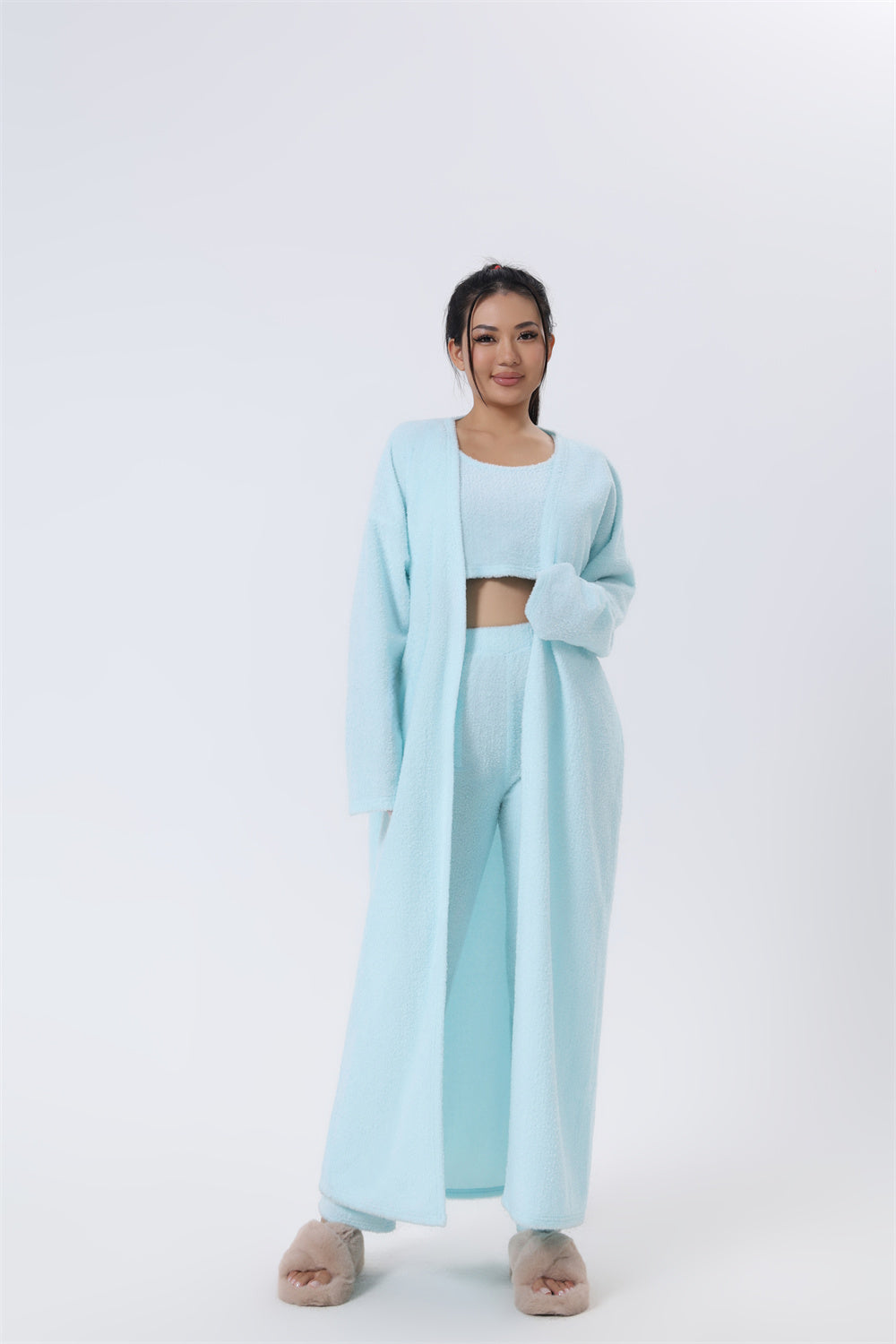 Women’s 3-Piece Cozy Lounge Pajama Set – Warm Winter Loungewear