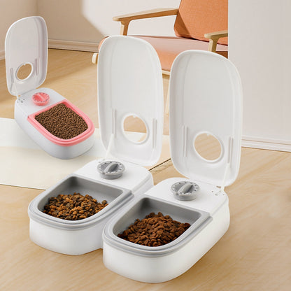 Automatic Pet Feeder for Cats & Dogs – Smart Timer Food Dispenser with Stainless Steel Bowl