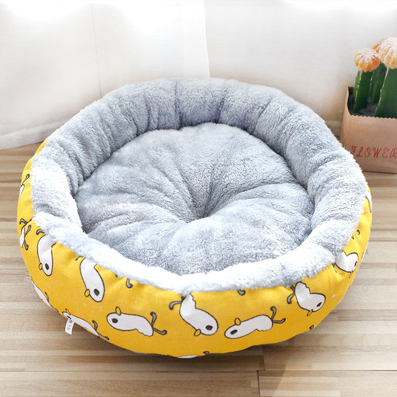 Cozy Padded Pet Bed – Round Cotton Litter Mat for Cats and Dogs
