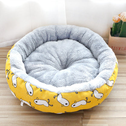 Cozy Padded Pet Bed – Round Cotton Litter Mat for Cats and Dogs
