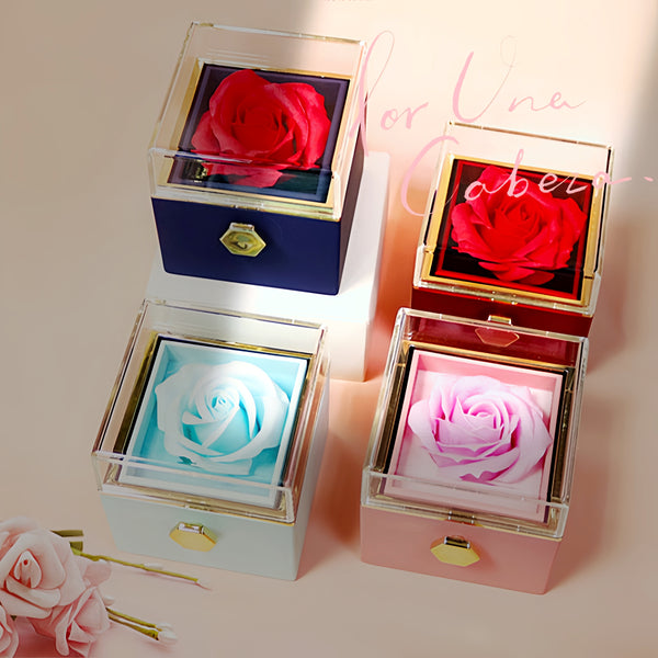 Rotating Rose Soap Flower Gift Box – Creative Jewelry & Valentine’s Day Gift for Women