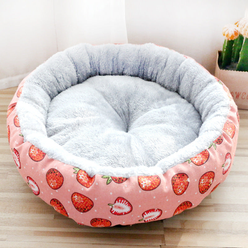 Cozy Padded Pet Bed – Round Cotton Litter Mat for Cats and Dogs