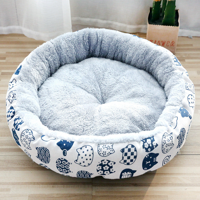 Cozy Padded Pet Bed – Round Cotton Litter Mat for Cats and Dogs