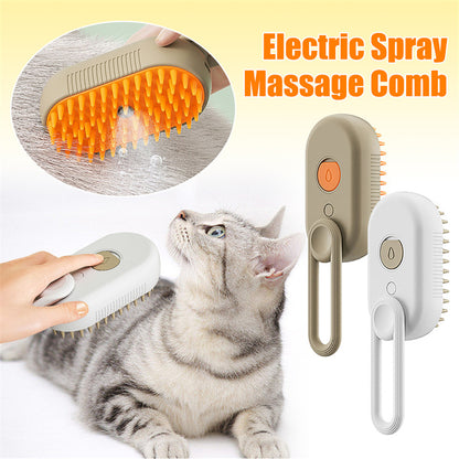 3-in-1 Electric Steam Brush for Cats & Dogs – Pet Grooming, Hair Removal & Massage Comb