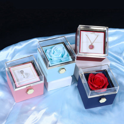 Rotating Rose Soap Flower Gift Box – Creative Jewelry & Valentine’s Day Gift for Women