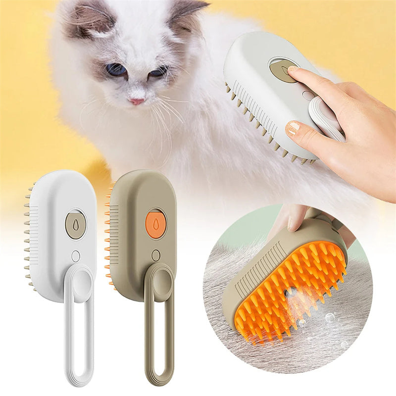 3-in-1 Electric Steam Brush for Cats & Dogs – Pet Grooming, Hair Removal & Massage Comb