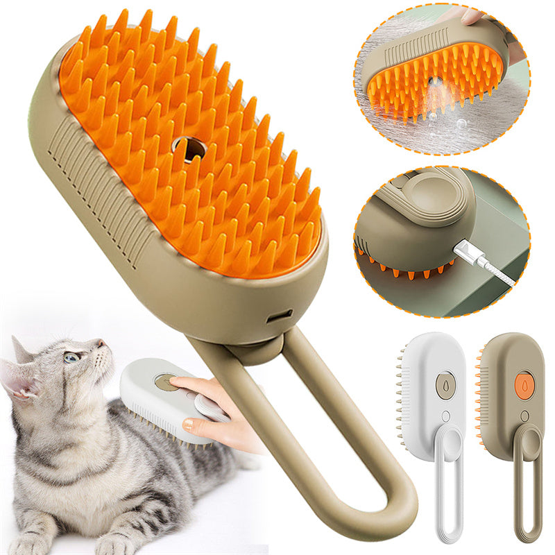 3-in-1 Electric Steam Brush for Cats & Dogs – Pet Grooming, Hair Removal & Massage Comb