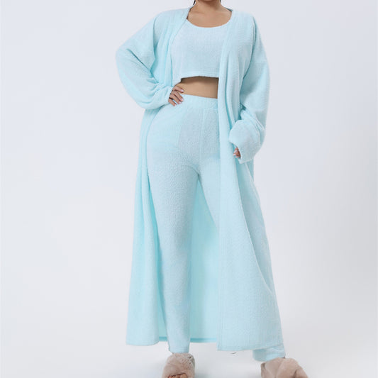 Women’s 3-Piece Cozy Lounge Pajama Set – Warm Winter Loungewear