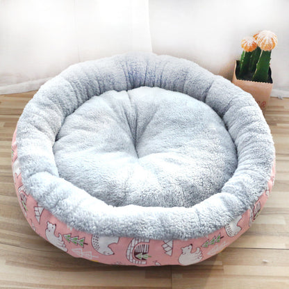 Cozy Padded Pet Bed – Round Cotton Litter Mat for Cats and Dogs