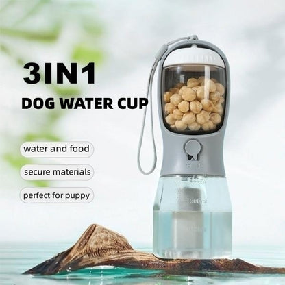 “3-in-1 Portable Dog Water Cup – Food, Water & Waste Bag for Pets