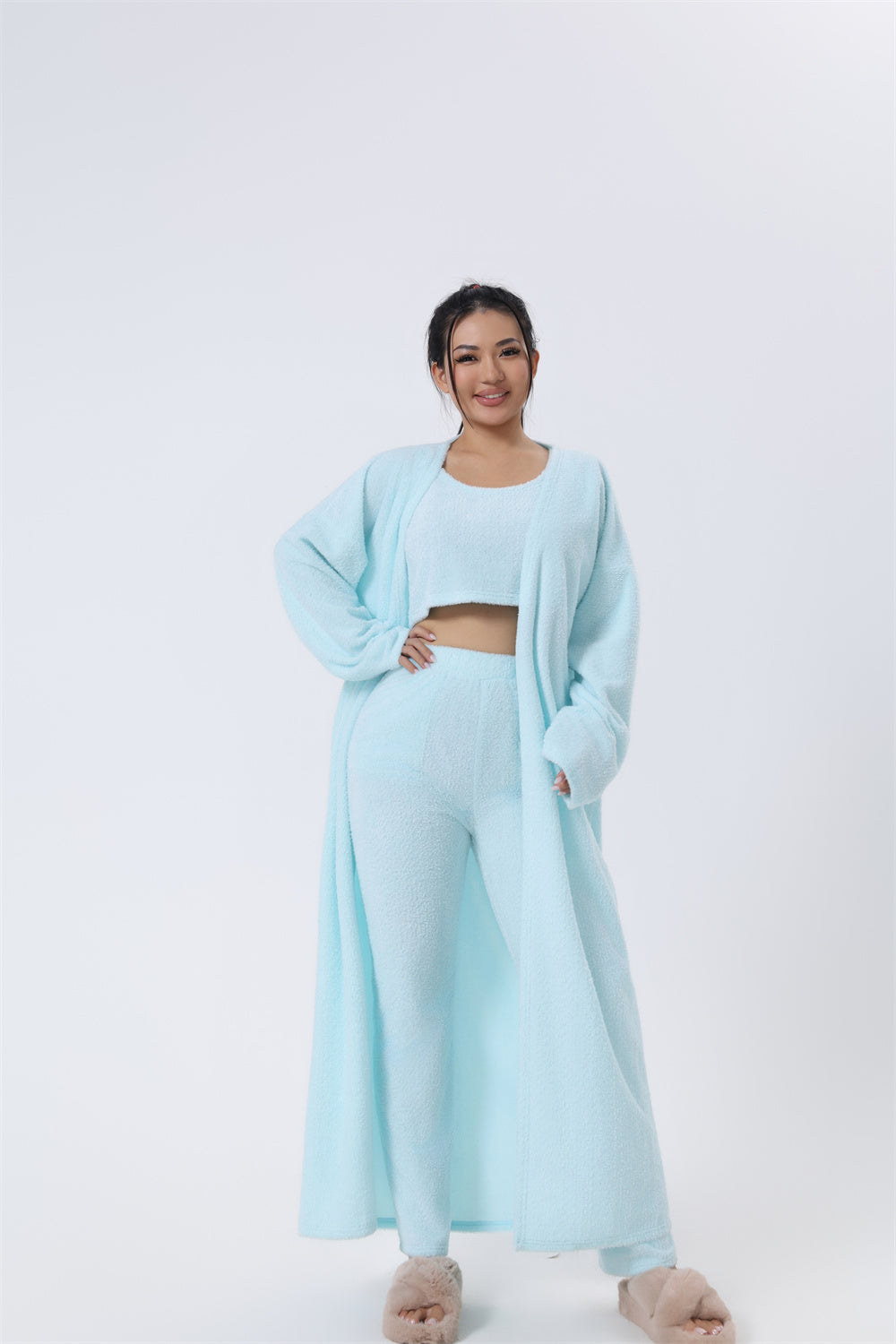 Women’s 3-Piece Cozy Lounge Pajama Set – Warm Winter Loungewear