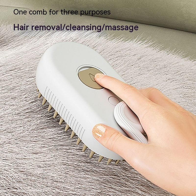 3-in-1 Electric Steam Brush for Cats & Dogs – Pet Grooming, Hair Removal & Massage Comb