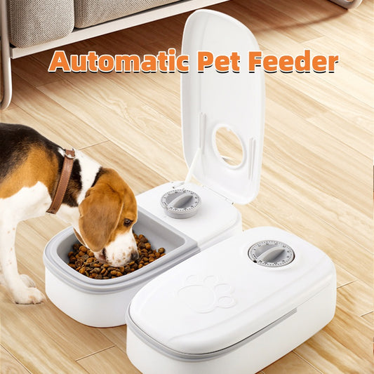 Automatic Pet Feeder for Cats & Dogs – Smart Timer Food Dispenser with Stainless Steel Bowl