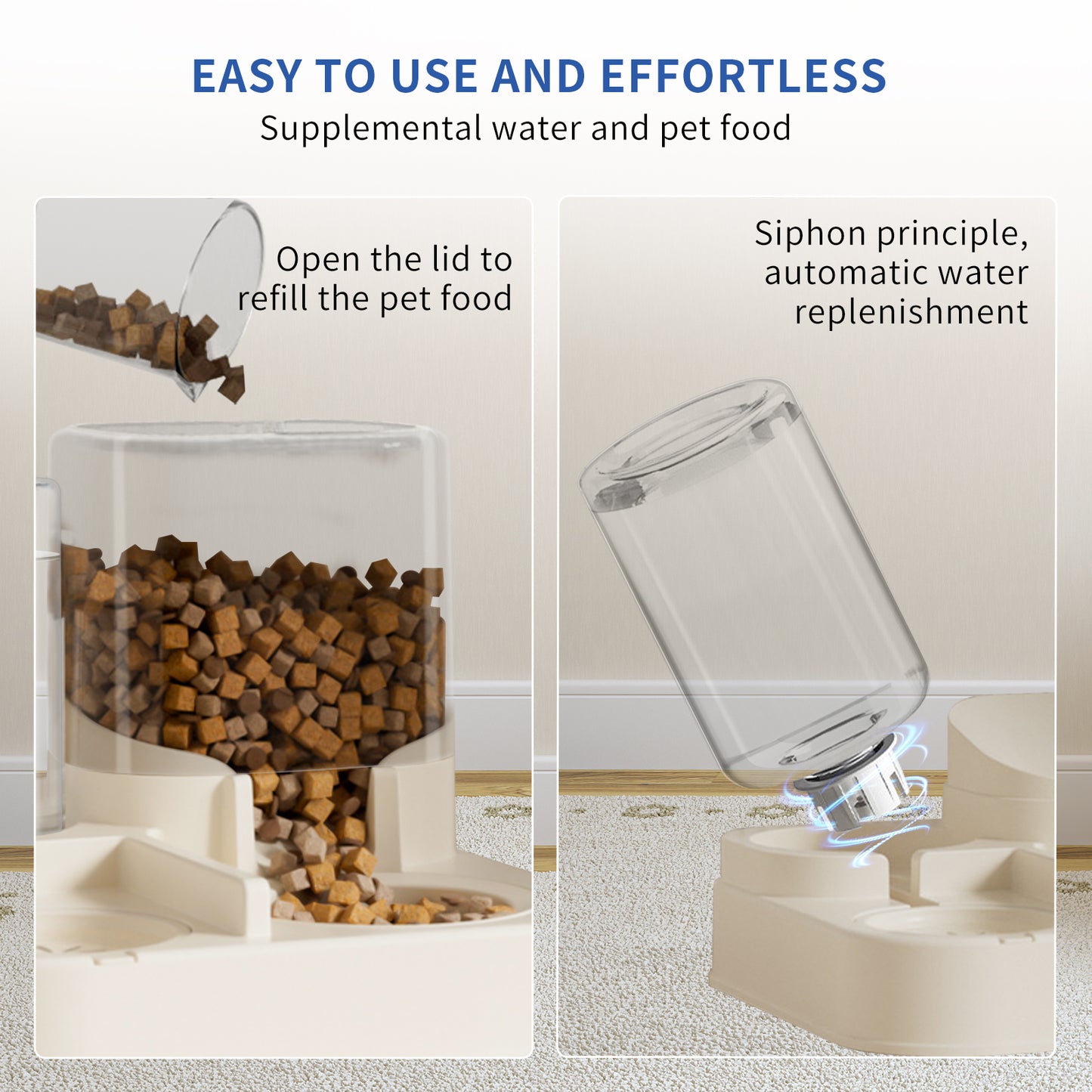 Automatic Pet Feeder & Water Station – Transparent, Self-Refilling, Perfect for Travel and Daily Care
