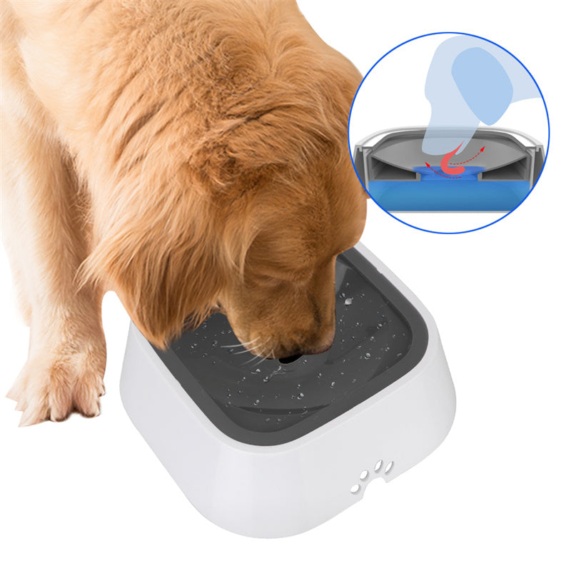 Pet Water Bowl 1.5L – Anti-Overflow Slow Feeder for Cats & Dogs, Portable & Durable