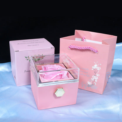Rotating Rose Soap Flower Gift Box – Creative Jewelry & Valentine’s Day Gift for Women