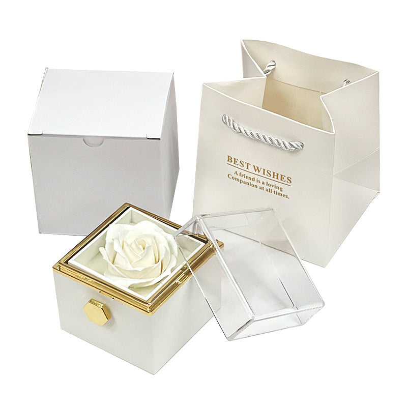 Rotating Rose Soap Flower Gift Box – Creative Jewelry & Valentine’s Day Gift for Women