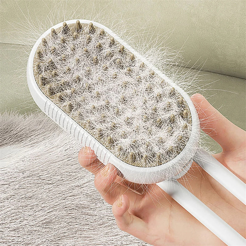 3-in-1 Electric Steam Brush for Cats & Dogs – Pet Grooming, Hair Removal & Massage Comb